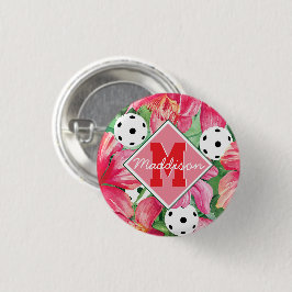 🌺 🌴 tropisches Pickleball mit Hibiskus, mit Name Button