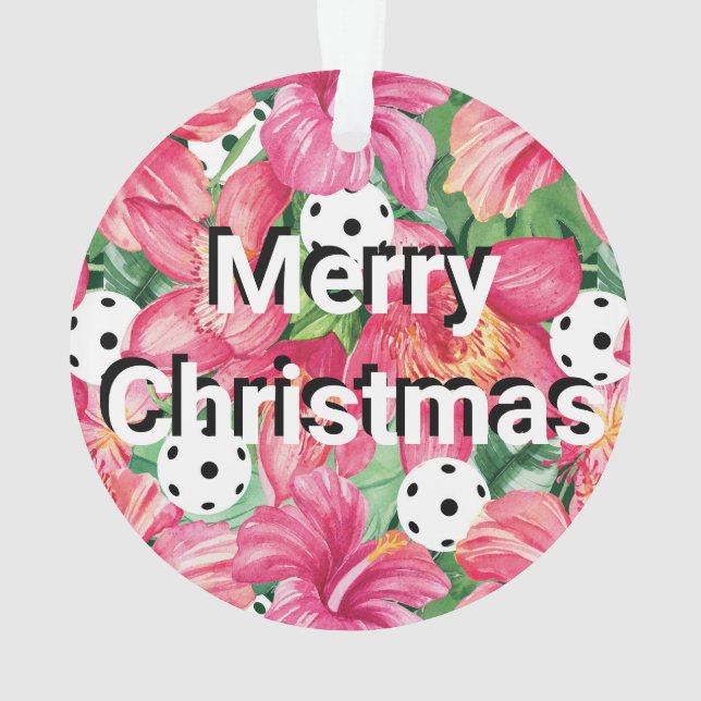 🌺 🌴 tropisches Pickleball mit Hibiskus mit Text Ornament (Rückseite)
