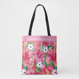 🌺 🌴 tropisches Pickleball mit Hibiskus mit Text Tasche