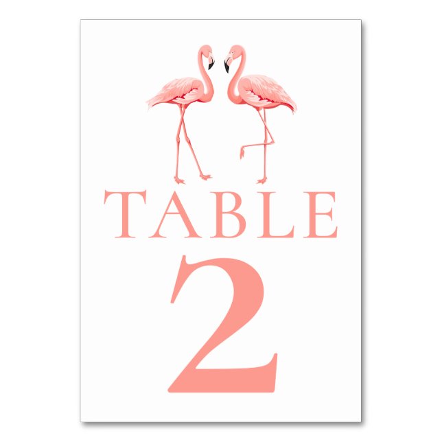 Tropisches Pink Flamingo Beach Hochzeitsfest Braut Tischnummer (Vorderseite)