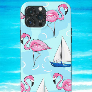 Tropisches Pink Flamingo Blue Sailboat Preppy Case-Mate iPhone Hülle