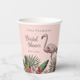 Tropisches Pink-Flamingo-Brautparty Pappbecher