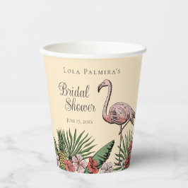Tropisches Pink-Flamingo-Brautparty Pappbecher