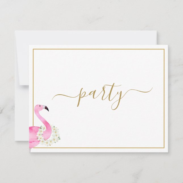 Tropisches Pink Flamingo Empfang Party Einladung (Vorderseite)