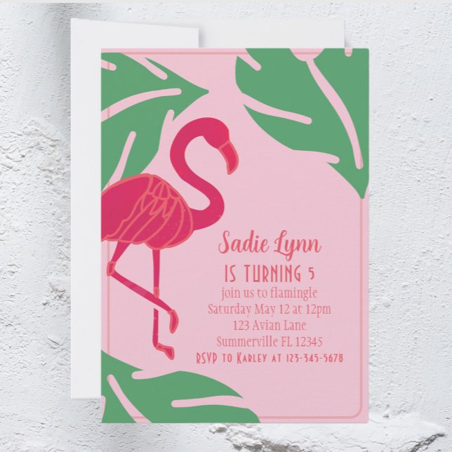 Tropisches Pink Flamingo Geburtstag Einladung (Von Creator hochgeladen)