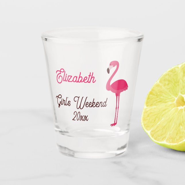 Tropisches Pink Flamingo Girl's Weekend Schnapsglas (Vorderseite)