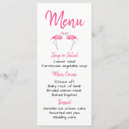 Tropisches Pink Flamingo Menü Hochzeitsmenü Brautp Menükarte