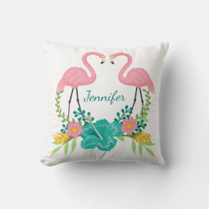 Tropisches Pink Flamingo Personalisiert Kissen