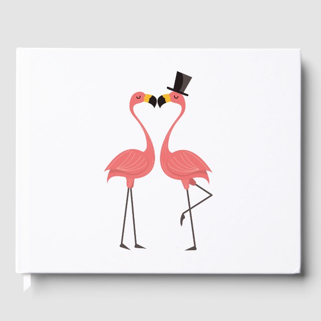 Tropisches Pink Flamingo Wedding Brautparty Party Gästebuch (Vorderseite)