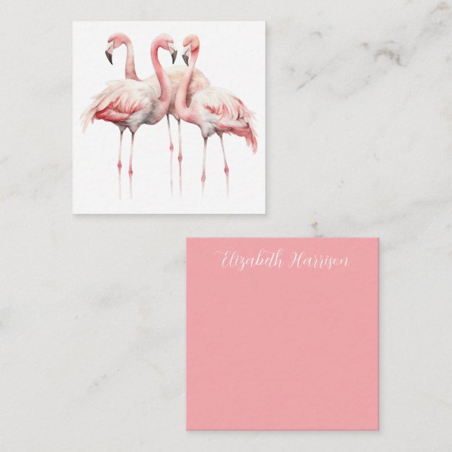 Tropisches Pink Flamingos Personalisiert Mitteilungskarte (Vorne/Hinten)