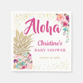 Tropisches Pink Gold Ananas Baby Shower Paper Serviette