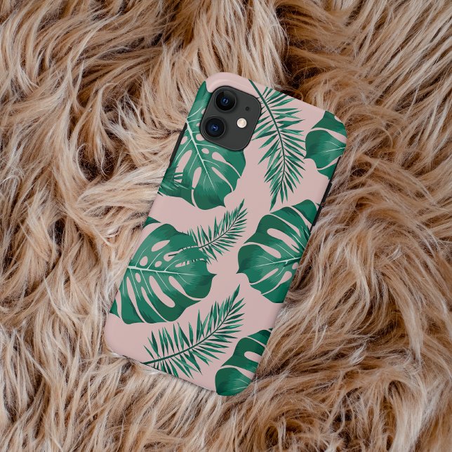 Tropisches Pink & Green Palm Blätter Nahtloses Mus Case-Mate iPhone Hülle (Von Creator hochgeladen)