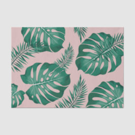 Tropisches Pink & Green Palm Blätter Nahtloses Mus Seidenpapier
