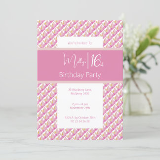 Tropisches Pink Magnolia Süße 16. Geburtstag Einladung