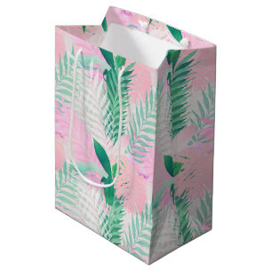 Tropisches Pink Mint Palm Foliage Grüne Mittlere Geschenktüte