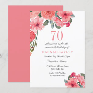 Tropisches Pink & Peach Sommer 70. Geburtstag Einl Einladung