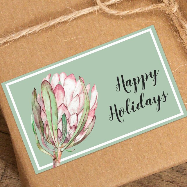 Tropisches Pink-Protea-Flora auf Minze Rechteckiger Aufkleber (Von Creator hochgeladen)