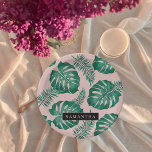 Tropisches Pink und grüne Palme Blätter Muster und Pappteller<br><div class="desc">Das tropische Blätter Pink & Green Palm ist ein lebendiges Design, das Naturelemente und tropische Ästhetik vereint. Die Blätter sind in Rosa und Grün gehalten, bilden einen auffallenden Kontrast und wirken eindrucksvoll. Das tropische Pink und Green Palm Blätter ist ein lebendiges und visuell faszinierendes Design, das die Schönheit der Natur...</div>