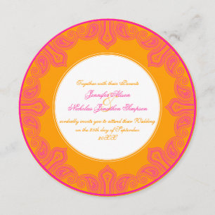 Tropisches Pink und Orange Paisley Mandala Wedding Einladung