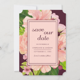 Tropisches Pink und Pfirsichfarben Save The Date