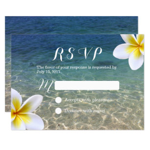 Tropisches Plumeria Blume Beach Hochzeit UAWG RSVP Karte