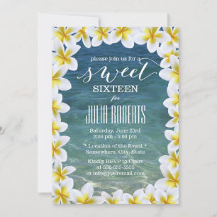 Tropisches Plumeria Blume Beach Sweet 16 Einladung