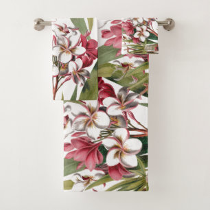 Tropisches Plumeria-Blumen-Bad-Tuch-Set Badhandtuch Set