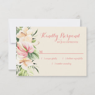 Tropisches Plumeria & Flamingo Lily UAWG RSVP Karte