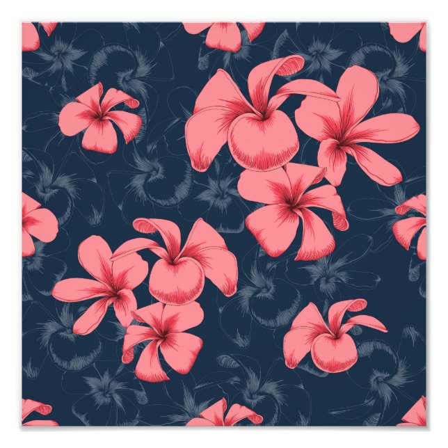 Tropisches Plumeria-Muster Fotodruck (Vorne)