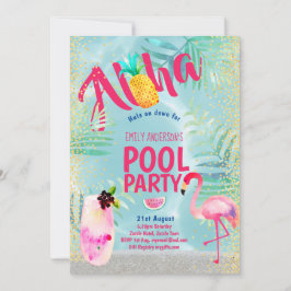 Tropisches POOL PARTY Flamingo Ananas Aloha Luau Einladung