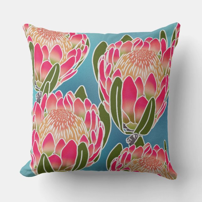 Tropisches Protea-Wurfkissen Kissen (Vorderseite)