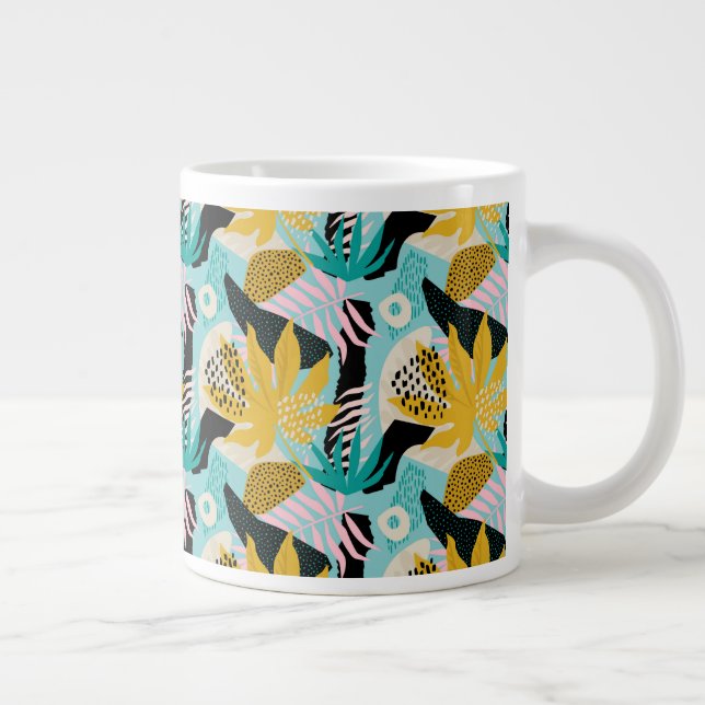 Tropisches Regenwald-Blätter Muster Jumbo-Tasse (Rechts)