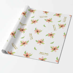 Tropisches Reiseziel Florale Personalisierte Hochz Geschenkpapier