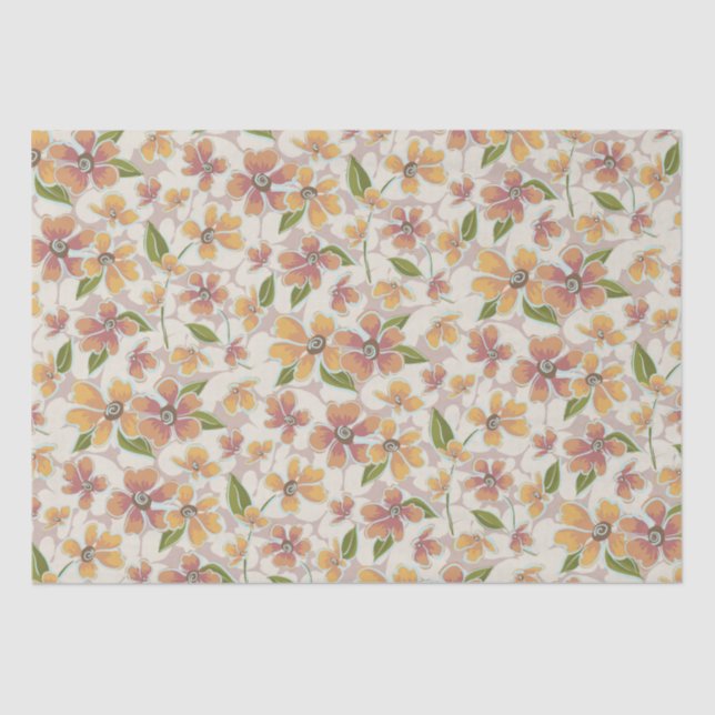 Tropisches Retro-Botanicum Seidenpapier (Vorderseite)