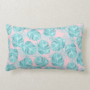 Tropisches rosa aquamarines Watercolormonster Lendenkissen