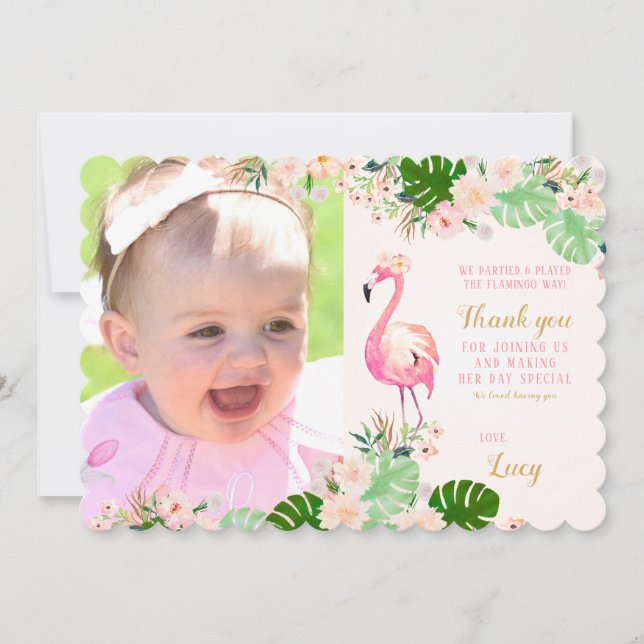 Tropisches rosa Flamingo-Foto danken Ihnen zu Dankeskarte (Vorderseite)