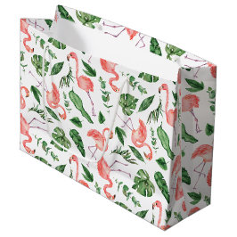 Tropisches rosa Flamingo-Muster Große Geschenktüte
