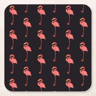 Tropisches rosa Flamingo-Tiermuster Rechteckiger Pappuntersetzer
