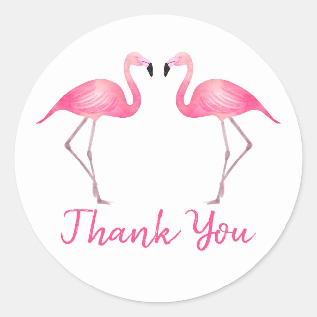Tropisches rosa Flamingos Danke für Ihre Hochzeit  Runder Aufkleber (Vorderseite)