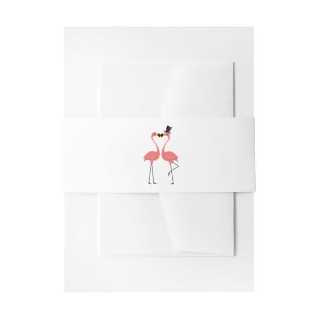 Tropisches rosa Flamingos - Hochzeit, Sommer, Luau Einladungsbanderole (Vorderseite Beispiel)