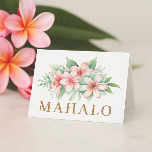 Tropisches Rosa Floral Mahalo Dankeskarte