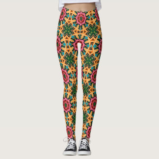 Tropisches rosa florales geometrisches Muster Leggings