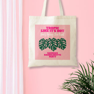 Tropisches Rosa Glitzer Monstera Junggeselinnen-Ab Tragetasche