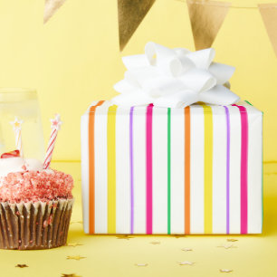 Tropisches Rosa Grün Orange Gelb Streifen Geschenkpapier