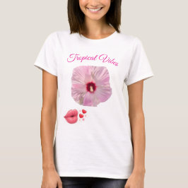 Tropisches rosa Hibiskus-T-Shirt T-Shirt