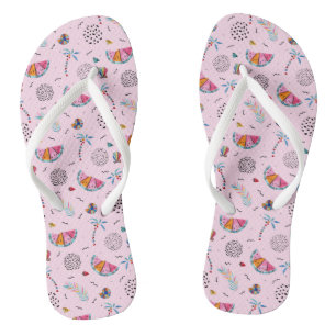 Tropisches rosa Memphis-Stilmuster Flip Flops