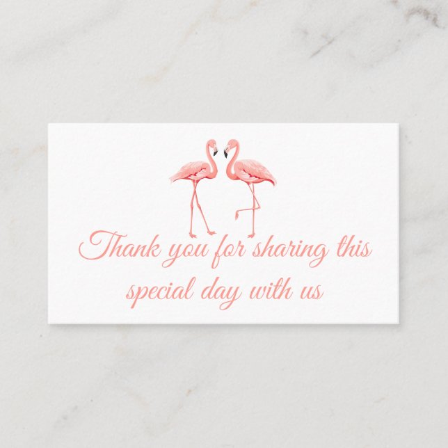 Tropisches rosa Menü Flamingo Beach Summer Wedding Platzkarte (Vorderseite)