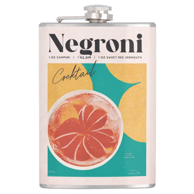 Tropisches Rosa Negroni Cocktail Retro Flachmann (Vorderseite)