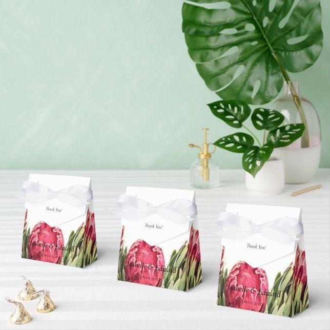 Tropisches Rosa Proteas Grüne Hochzeit Geschenkschachtel (Von Creator hochgeladen)