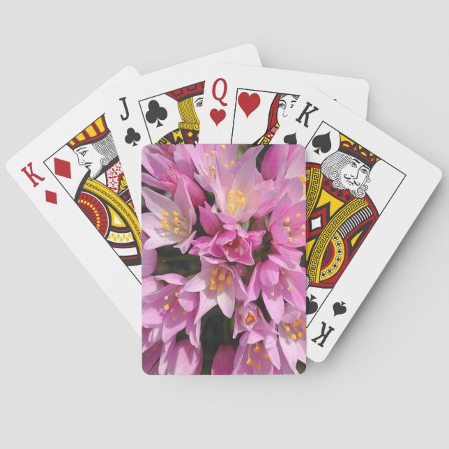 Tropisches Rosa und gelbe Blumen Spielkarten (Rückseite)